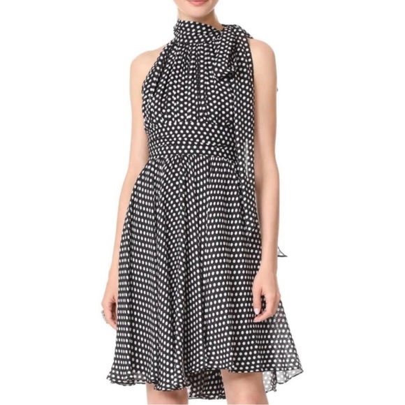 MILLY Lydia Silk Tie-Neck Polka Dot Dress - Picture 1 of 5